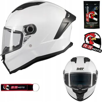 Helma na motorku Motocyklová přilba plná MT STINGER 2 PURE GLOSS PEARL WHITE, bílá, ZDARMA