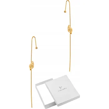 Náušnice ZLATÉ NÁUŠNICE S LISTEM NÁUŠNICE NA UCHO COLIBRA