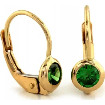 Náušnice Náušnice zlaté s anglickým zapínáním a tmavě zeleným kamenem