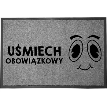 Rohožka VSTUPNÍ ROHOŽKA ŠEDÁ 40X60 CM KE DVEŘÍM S HUMOREM ÚSMĚV POVINNÝ