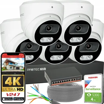 IP kamera Monitorovací sada 5 IP kamer 8Mpx 4K POE Switch PoE Detekce HDD 4TB