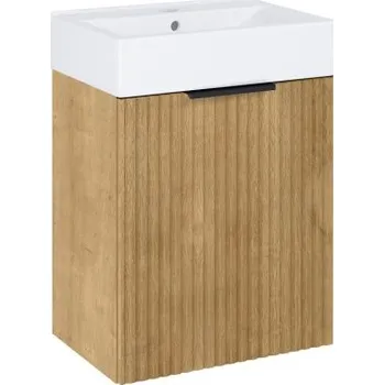 Jika NOBU skříňka s umyvadlem 45x61 cm, 1 dvířka, úchytka černá, přírodní dub