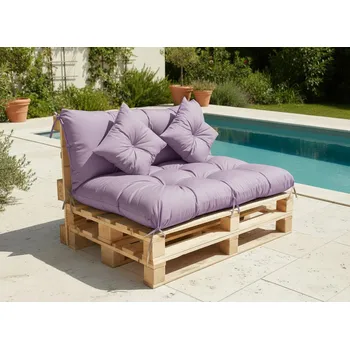 Polštář Polstr CARLOS SET color 30 lila, sedák 120x80 cm, opěrka 120x40 cm, 2x polštáře 30x30 cm, paletové prošívané sezení Mybesthome