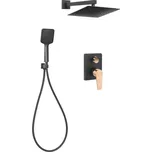 Invena Midnight, podomítková sprchová baterie s dešťovou sprchou 25x25 cm, černá-růžové zlato, BS-35-014-V