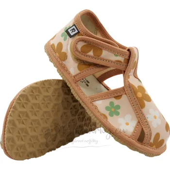 Chlapecké bačkory Dětské flexi (barefoot) pantofle RAK 100015-5 Květy béžové - vel. 23