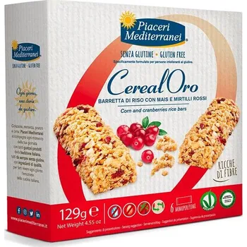 Piaceri Mediterranei bezlepkové CEREÁLNÍ TYČINKY S BRUSINKAMI 129g (6ks) - Pomozte neplýtvat