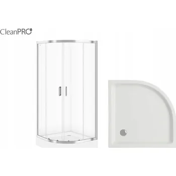 Cersanit Arteco, čtvrtkruhový sprchový kout 80x80x190cm, 5mm čiré sklo, chromový profil + sprchová vanička Tako, S601-113