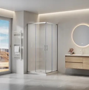 Erga Tucson, sprchový kout s posuvnými dveřmi 70(dveře) x 70(stěna) x 190 cm, 6mm čiré sklo, chromový profil, ERG-S02-TUCSON-D070D070-CL-CR