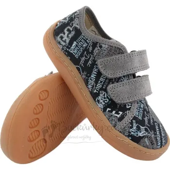 Chlapecké bačkory Dětské barefoot plátěnky Froddo G1700355-2 BLACK-GREY - vel. 20