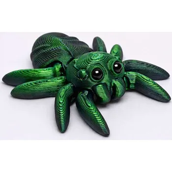 Figurka Flexi 3D miniaturka pavouka z 3D tiskárny | Svíčkománie3D | Barva: Zeleno-černá lesklá