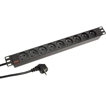 Rozvaděč Roline 19'' napájecí panel 1U, 9 × zásuvka CZ, černý, 2 m