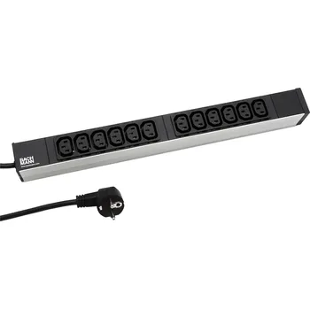 Rozvaděč Bachmann 19'' napájecí panel 1U, 12 × zásuvka C13, černá, 2 m (333.616) 333.616