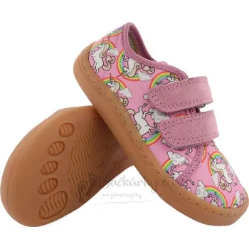 Chlapecké bačkory Dětské barefoot plátěnky Froddo G1700355-8 WHITE PINK - vel. 38