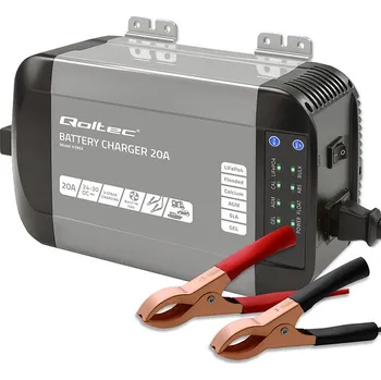 Auto-moto baterie Qoltec 51953 Intelligent Monolith nabíječka pro LiFePO4 AGM GEL SLA baterie | 20A | 24V