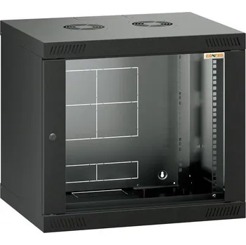 Rozvaděč Conteg RQN-09-60/45 - 19" nástěnný rozvaděč 9U, 572 × 450 mm, černý RQN-09-60/45-RAL-9005JS