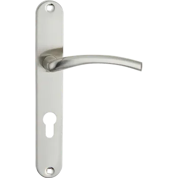 Dveřní kování Kuchinox Agra, klika na dveře na dlouhém kování pro cylindrickou vložku PZ, satén, LAV-KAG_312A