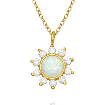 Řetízek All4Silver Sříbrný řetízek pozlacená květina s Opálem S4222