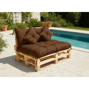 Polštář Polstr CARLOS SET color 22 hnědá, sedák 120x80 cm, opěrka 120x40 cm, 2x polštáře 30x30 cm, paletové prošívané sezení Mybesthome