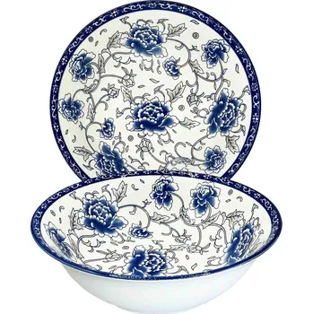 Porcelánová miska 22×6,2 cm s velkými modrými květy