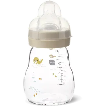 Dětské zboží Mam Dětská antikoliková láhev Feel Good Skleněná 170 ml Béžová