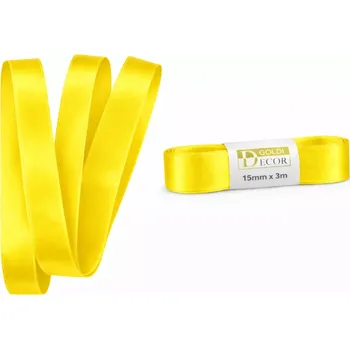 Stuha Stuha saténová sytě žlutá - skládaná 15mm x 3m (6,-Kč/m) (Sytě žlutá (Sunny Yellow) saténová stuha, skládaná ( bez plastové cívky), kvalitní oboustranný satén)