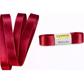 Stuha Stuha saténová bordó - skládaná 15mm x 3m (6,-Kč/m) (Bordová saténová stuha, skládaná ( bez plastové cívky), kvalitní oboustranný satén)
