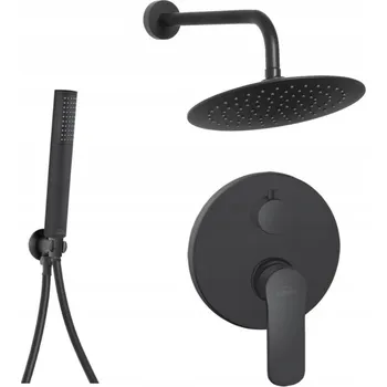Invena Siros, podomítková sprchová sada s 2-výstupovým tělesem, černá matná, INV-BS-90-012-A