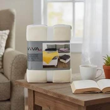 Deka mikroflanel XXL jednobarevná smetanová, 180x220cm