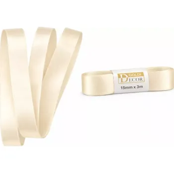 Stuha Stuha saténová krémová - krémová 15mm x 3m (6,-Kč/m) (Krémová saténová stuha, skládaná ( bez plastové cívky), kvalitní oboustranný satén)
