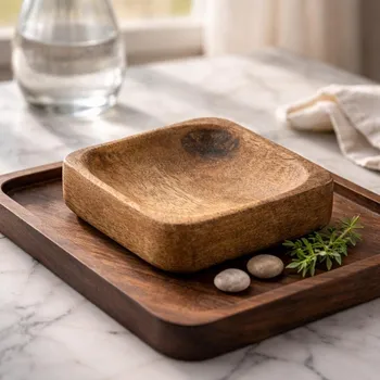 Dávkovač mýdla Homebound by Kolony - Šperky / Miska na mýdlo - 7x7x2cm - Dřevo 79684 Nové zboží