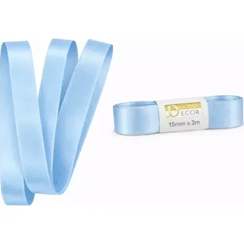 Stuha Stuha saténová světle modrá - skládaná 15mm x 3m (6,-Kč/m) (Světle modrá (Sky Blue) saténová stuha, skládaná ( bez plastové cívky), kvalitní oboustranný satén)