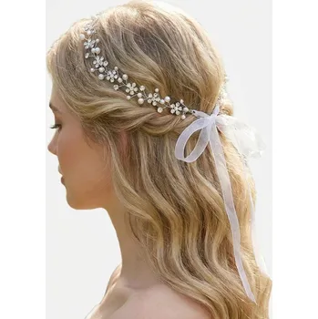 Souprava šperků B-TOP Elegantní svatební perlová čelenka do vlasů s krystaly a květinovým motivem