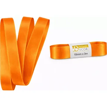 Stuha Stuha saténová oranžová - skládaná 15mm x 3m (6,-Kč/m) (Oranžová saténová stuha, skládaná ( bez plastové cívky), kvalitní oboustranný satén)