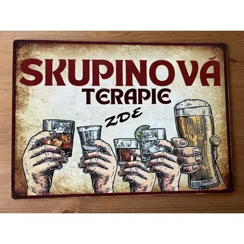 Plechová cedule Cedule - skupinová terapie (velká)