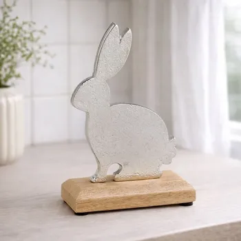 Velikonoční dekorace G. WURM Zajíc na mangovém podstavci 17 cm