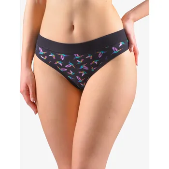 Kalhotky GINA 10273P Kalhotky klasické s úzkým bokem Barva: Černá-Fialová, Velikost: L/XL