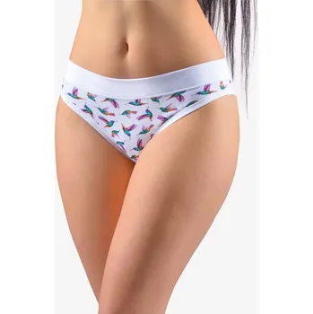 Dámské oblečení GINA 10273P Kalhotky klasické s úzkým bokem Barva: Bílá-Fialová, Velikost: XL/XXL