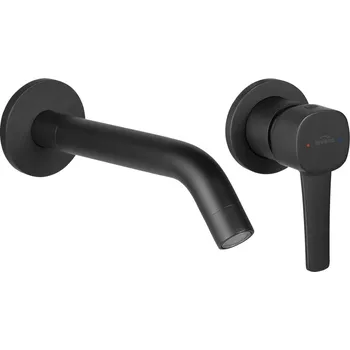 Vodovodní baterie Invena Glamour Trend, podomítková umyvadlová baterie, černá matná, BP-02-U04-V