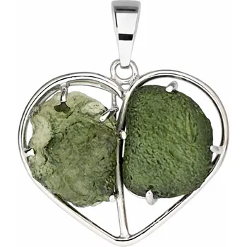 Přívěsek Stříbrný přívěsek s vltavínem srdce 37 0379