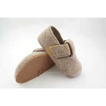 Chlapecké bačkory PEGRES barefoot filcové pantofle BF02 hnědá - vel. 30