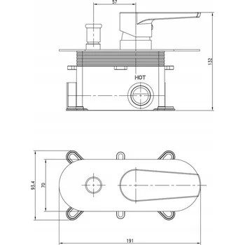Vodovodní baterie Cersanit Moduo - podomítková vanová-sprchová baterie, chrom, S951-338