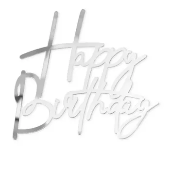 Zápich Happy Birthday stříbrný 12,5x12cm - Party Pal