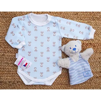 Kojenecké oblečení AMÁLKA Bavlněné body světle modré, malá liška Velikost: 52