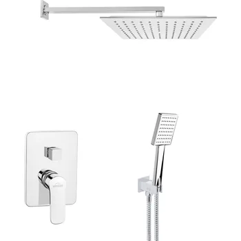 Invena Siros, podomítková sprchová sada s dešťovou hlavovou sprchovou 25x25 cm a ruční hlavicí, chromová, INV-BS-90-0K2-A
