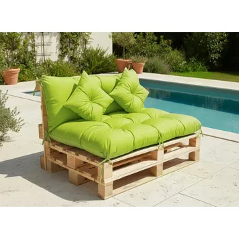 Polštář Polstr CARLOS SET color 19 limonka, sedák 120x80 cm, opěrka 120x40 cm, 2x polštáře 30x30 cm, paletové prošívané sezení Mybesthome