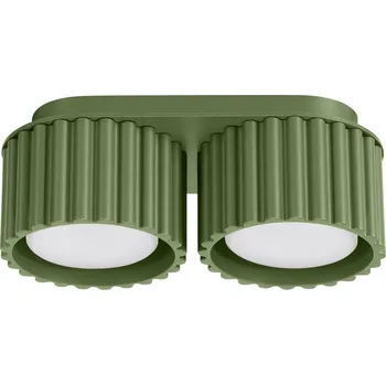 Stropní svítidlo Aura, 2x olivově zelené hliníkové stínítko, (6 cm)