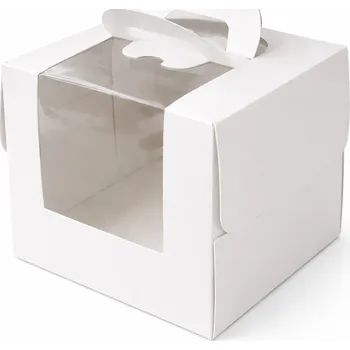 Krabice na pečivo Cake star dortová krabice LILI bílá s okénkem a úchytem 21 x 21 x 20cm