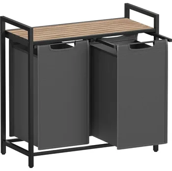 Koš na prádlo Koš na prádlo Vasagle Ovules 92 l šedý/hnědý