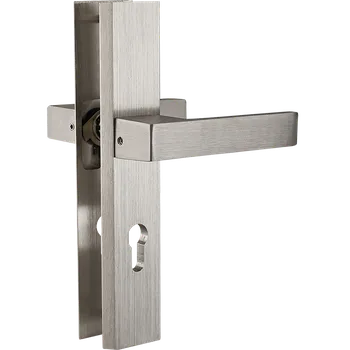 Dveřní kování Kuchinox Floko, exteriérová klika na dveře na dlouhém kování pro cylindrickou vložku, satén, LAV-KZF_318A