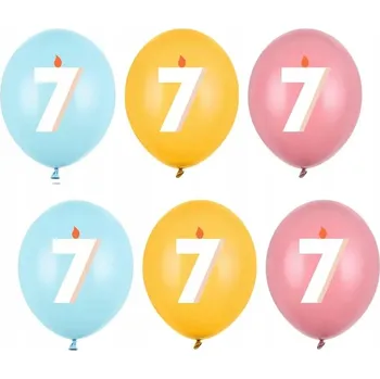 Balónek Id_5547 6x LATEXOVÉ BALÓNKY 30 cm BALÓNEK ČÍSLICE 7 SEDMÉ NAROZENINY SVÍČKA
